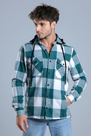 Çıkarılabilir Kapüşonlu Cepli Kışlık Oduncu Gömlek MAR4170