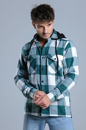 Çıkarılabilir Kapüşonlu Cepli Kışlık Oduncu Gömlek MAR4170