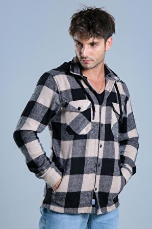 Çıkarılabilir Kapüşonlu Cepli Kışlık Oduncu Gömlek MAR4170