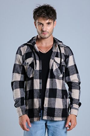 Çıkarılabilir Kapüşonlu Cepli Kışlık Oduncu Gömlek MAR4170