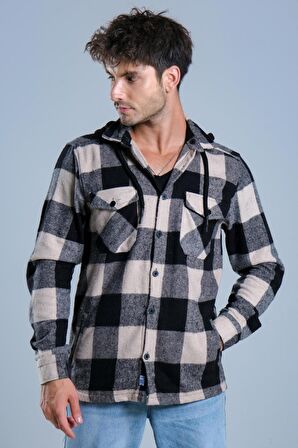 Çıkarılabilir Kapüşonlu Cepli Kışlık Oduncu Gömlek MAR4170