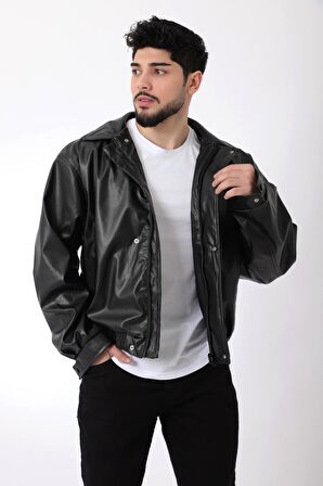 Oversize Bel Lastikli Suni Deri Mont Arw-Ovr-50372