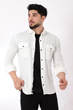 Çift Cep Kapaklı Örme Gömlek XC U16787_40292