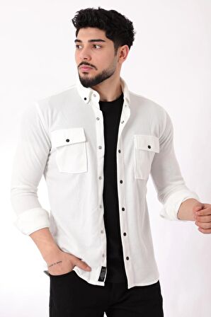 Çift Cep Kapaklı Örme Gömlek XC U16787_40292