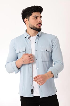 Çift Cep Kapaklı Örme Gömlek XC U16787_40292