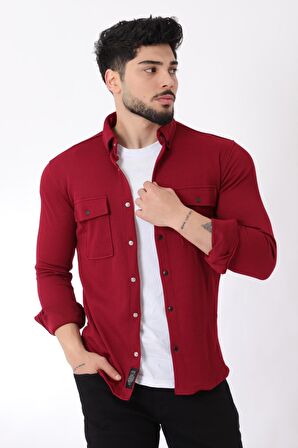 Çift Cep Kapaklı Örme Gömlek XC U16787_40292