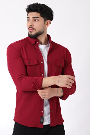 Çift Cep Kapaklı Örme Gömlek XC U16787_40292