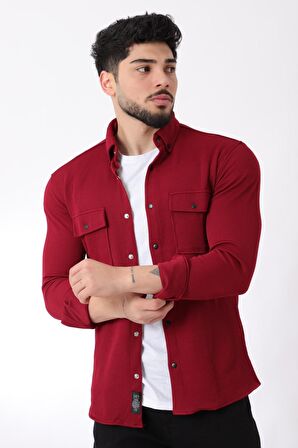 Çift Cep Kapaklı Örme Gömlek XC U16787_40292