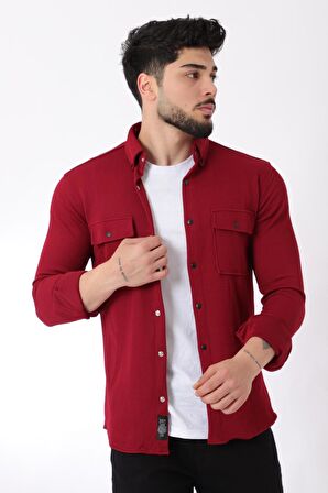 Çift Cep Kapaklı Örme Gömlek XC U16787_40292