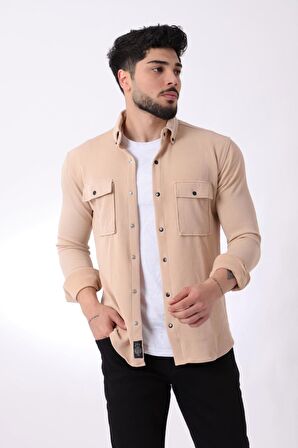 Çift Cep Kapaklı Örme Gömlek XC U16787_40292