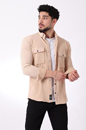 Çift Cep Kapaklı Örme Gömlek XC U16787_40292