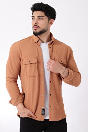 Çift Cep Kapaklı Örme Gömlek XC U16787_40292