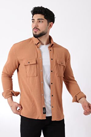 Çift Cep Kapaklı Örme Gömlek XC U16787_40292