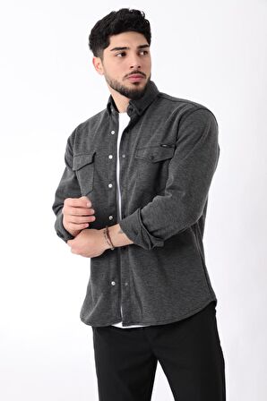 Çift Cep Kapaklı Örme Gömlek XC U16805_40335