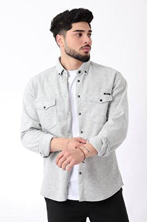 Çift Cep Kapaklı Örme Gömlek XC U16805_40335