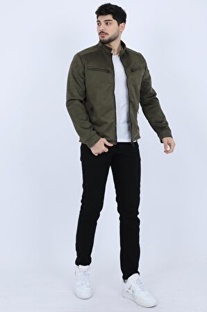 Göğüs Fermuarlı Hakim Yaka Süet Mevsimlik Mont PLDP 2904