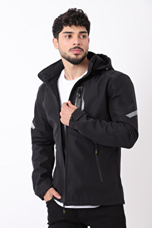 Reflektörlü Çıkarılabilir Kapüşonlu Softshell Mont Bl 1701_50388