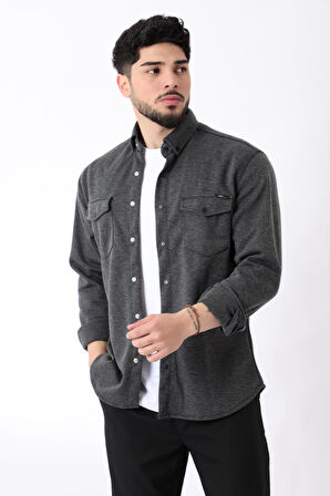 Çift Cep Kapaklı Örme Gömlek XC U16805_40335