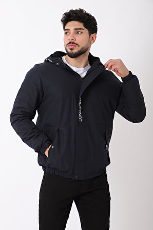 İçi Kürklü Baskılı Spor Likra Kumaş Mont PLDP2968-1_50411
