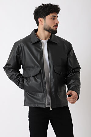 Torba Cepli Yakalı Suni Deri Mont PLDP 2997_50444