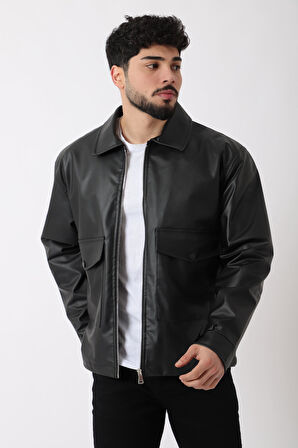 Torba Cepli Yakalı Suni Deri Mont PLDP 2997_50444