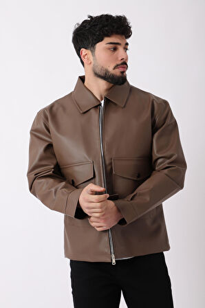 Torba Cepli Yakalı Suni Deri Mont PLDP 2997_50444