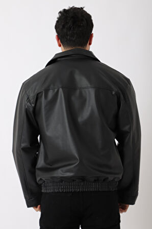 Bel Lastikli Kapaklı Oversize Suni Deri Mont PLDP 2998_50447