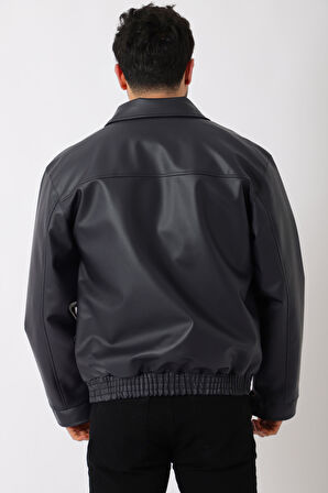 Bel Lastikli Kapaklı Oversize Suni Deri Mont PLDP 2998_50447