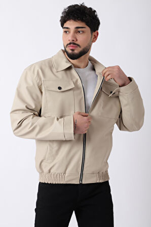Bel Lastikli Kapaklı Oversize Suni Deri Mont PLDP 2998_50447