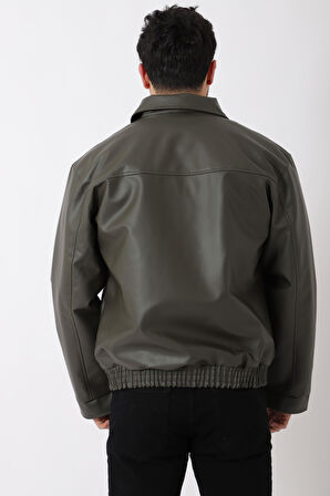 Bel Lastikli Kapaklı Oversize Suni Deri Mont PLDP 2998_50447