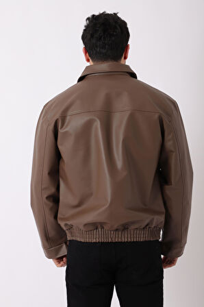 Bel Lastikli Kapaklı Oversize Suni Deri Mont PLDP 2998_50447