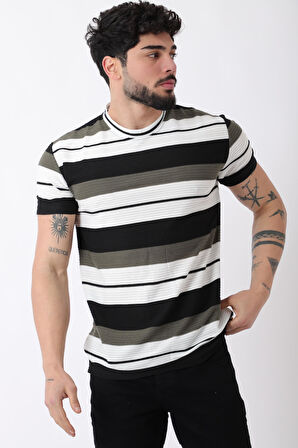 Çizgili Bisiklet Yaka Tişört JS-1_30461