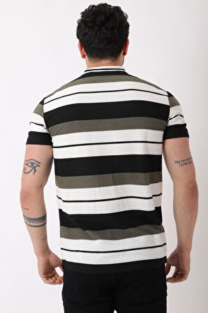 Çizgili Bisiklet Yaka Tişört JS-1_30461