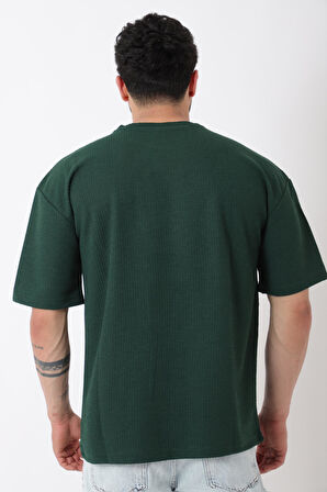 Petekli Model Bisiklet Yaka Oversize Tişört STU-2468_30462