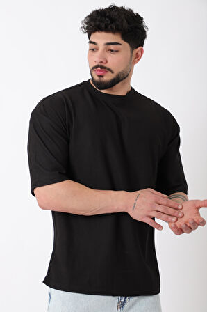 Çizgili Oversize Bisiklet Yaka Tişört STU-2452_30463