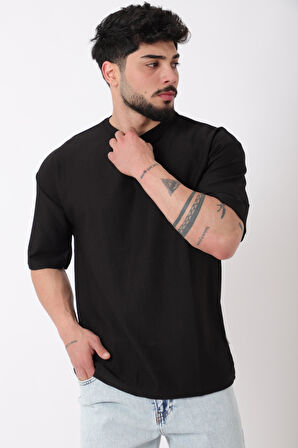 Çizgili Oversize Bisiklet Yaka Tişört STU-2452_30463