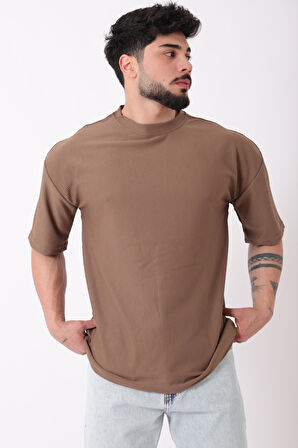 Çizgili Oversize Bisiklet Yaka Tişört STU-2452_30463