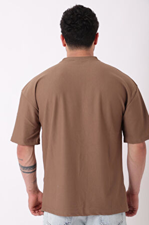 Çizgili Oversize Bisiklet Yaka Tişört STU-2452_30463