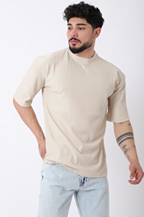 Çizgili Oversize Bisiklet Yaka Tişört STU-2452_30463