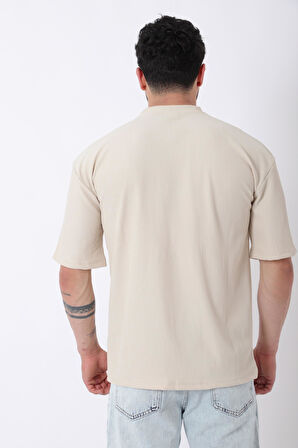 Çizgili Oversize Bisiklet Yaka Tişört STU-2452_30463