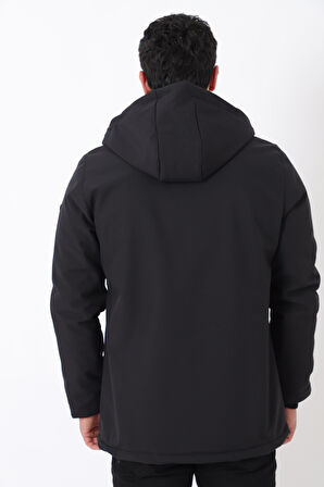 Uzay Kapüşonlu İçi Kürklü Softshell Kışlık Mont PLDP 3010_50454