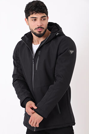 Uzay Kapüşonlu İçi Kürklü Softshell Kışlık Mont PLDP 3010_50454