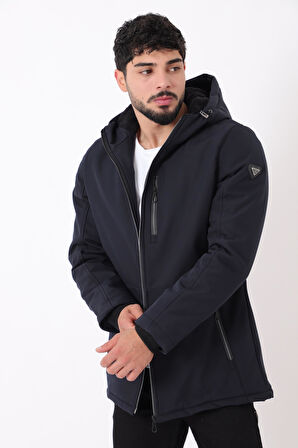 Uzay Kapüşonlu İçi Kürklü Softshell Kışlık Mont PLDP 3010_50454