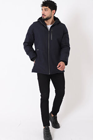 Uzay Kapüşonlu İçi Kürklü Softshell Kışlık Mont PLDP 3010_50454