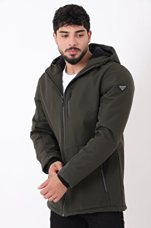 Uzay Kapüşonlu İçi Kürklü Softshell Kışlık Mont PLDP 3010_50454
