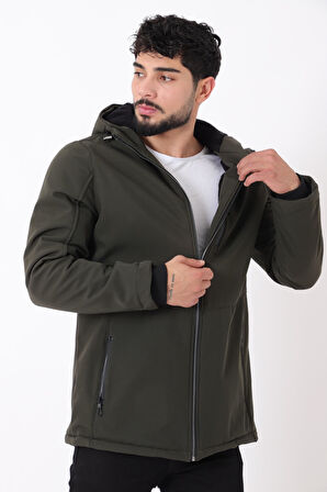 Uzay Kapüşonlu İçi Kürklü Softshell Kışlık Mont PLDP 3010_50454