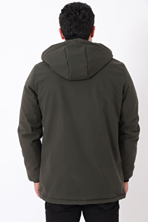 Uzay Kapüşonlu İçi Kürklü Softshell Kışlık Mont PLDP 3010_50454