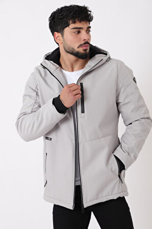 Uzay Kapüşonlu İçi Kürklü Softshell Kışlık Mont PLDP 3010_50454