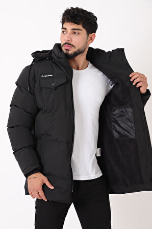 Göğüs Cepli İçi Kürklü Uzun Şişme Mont PLDP 2957_50456