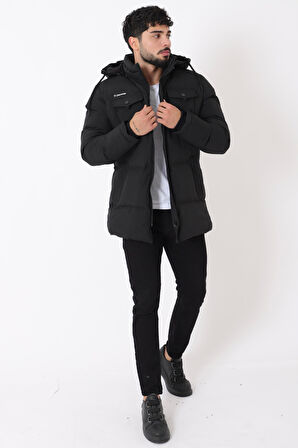 Göğüs Cepli İçi Kürklü Uzun Şişme Mont PLDP 2957_50456